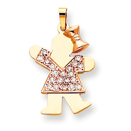 14k Two tone AAA Diamond kid pendant