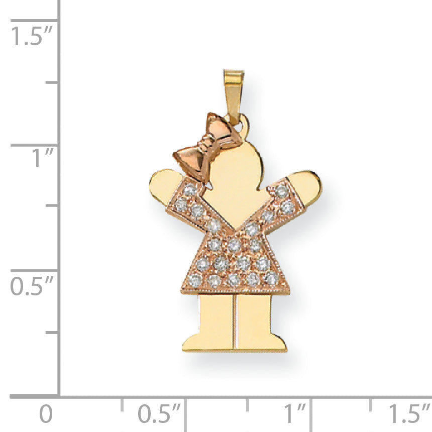 14k Two tone AAA Diamond kid pendant