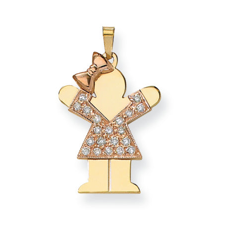 14k Two tone AAA Diamond kid pendant