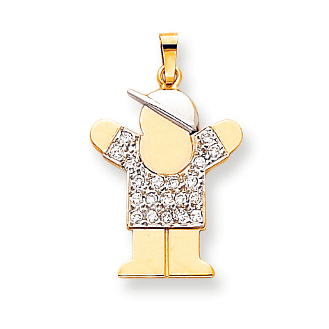 14k Two tone A Diamond kid pendant