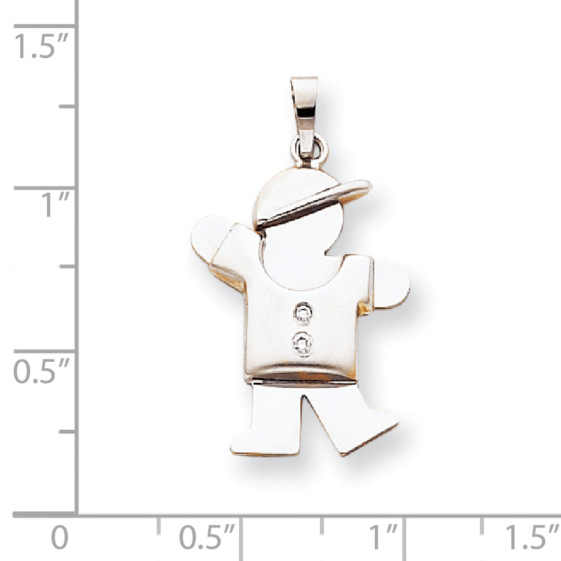 14k White Gold AAA Diamond kid pendant