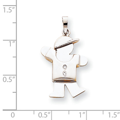 14k White Gold AA Diamond kid pendant