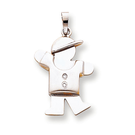 14k White Gold A Diamond kid pendant