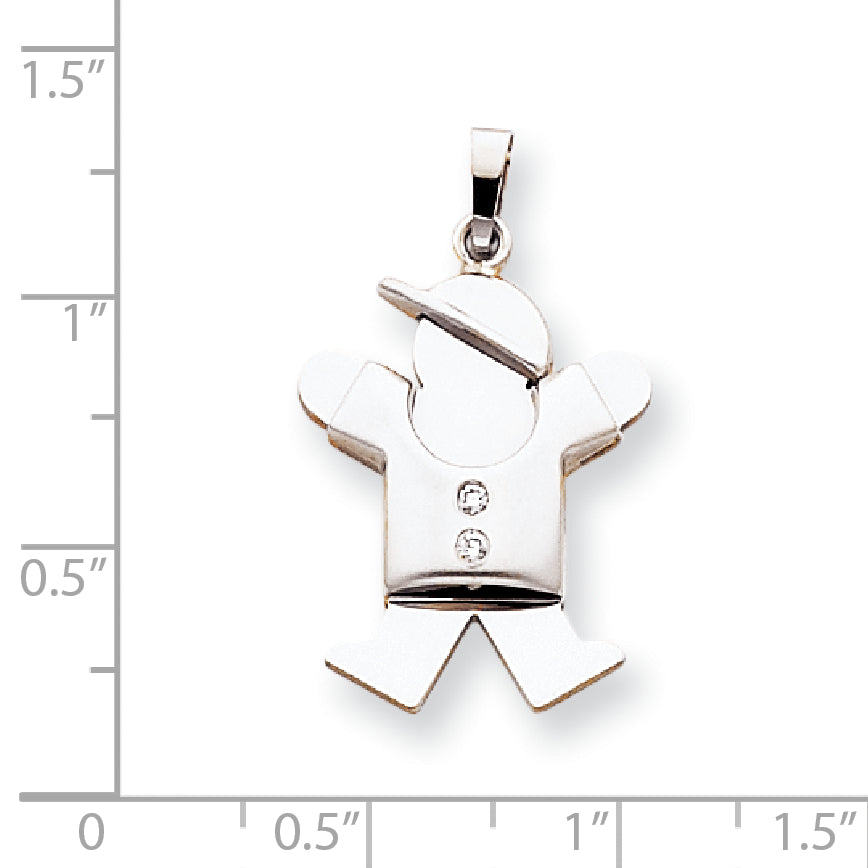 14k White Gold AAA Diamond kid pendant