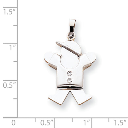 14k White Gold AAA Diamond kid pendant