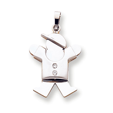 14k White Gold AAA Diamond kid pendant