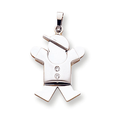 14k White Gold AAA Diamond kid pendant