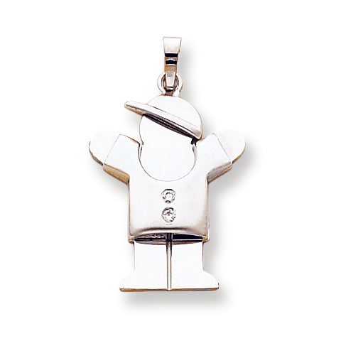 14k White Gold AAA Diamond kid pendant