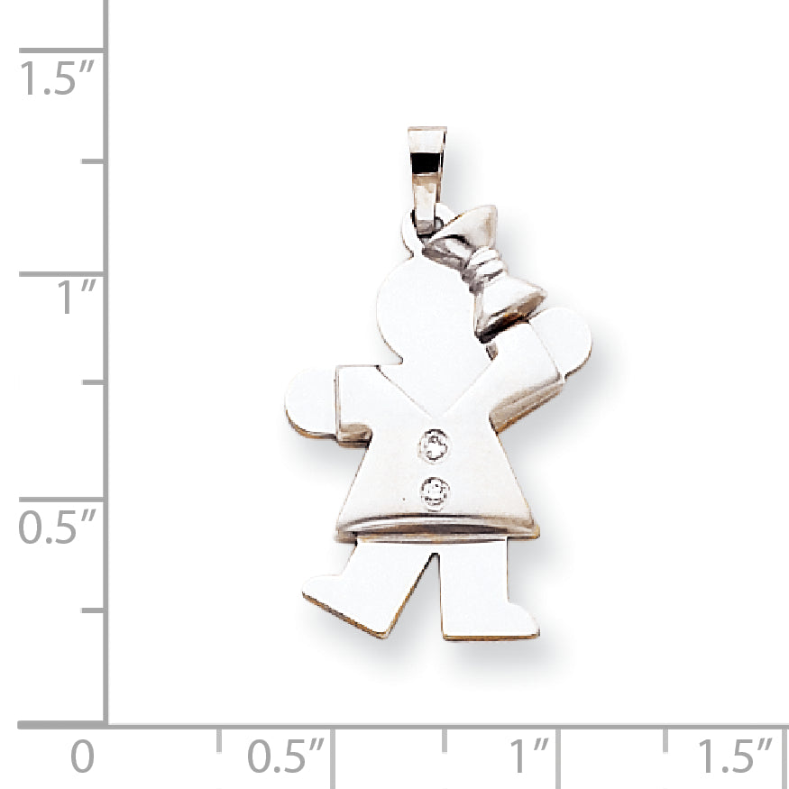 14k White Gold A Diamond kid pendant