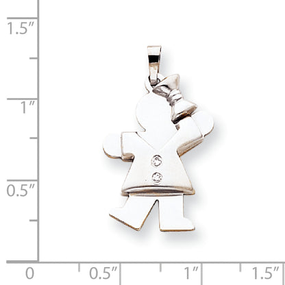 14k White Gold A Diamond kid pendant