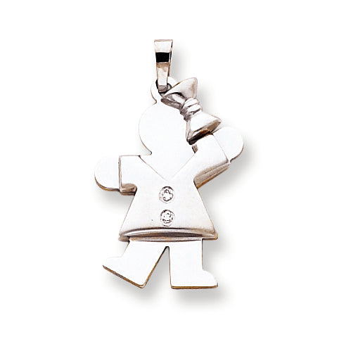 14k White Gold AAA Diamond kid pendant