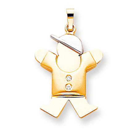14k Two tone A Diamond kid pendant