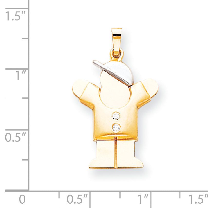 14k Two tone A Diamond kid pendant