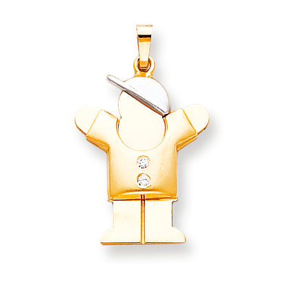 14k Two tone A Diamond kid pendant