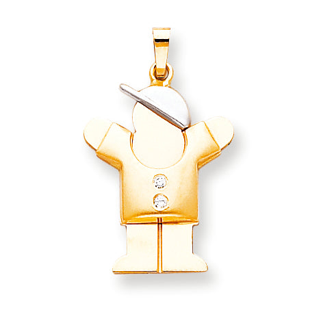 14k Two tone AAA Diamond kid pendant