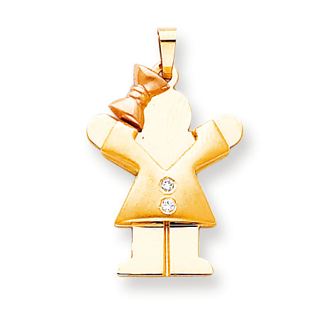14k Two tone AAA Diamond kid pendant