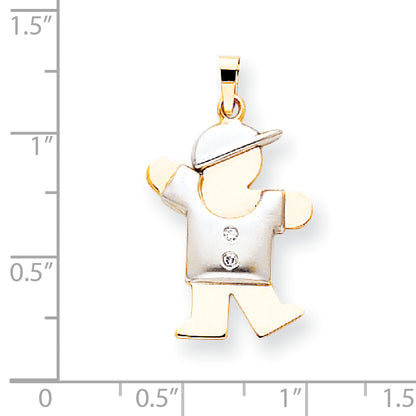 14k Two tone AA Diamond kid pendant