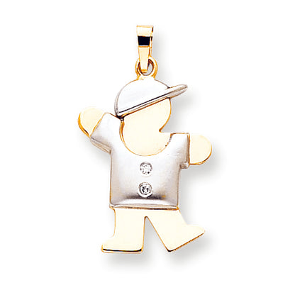 14k Two tone A Diamond kid pendant
