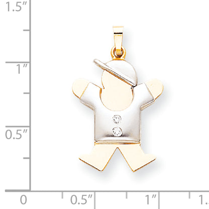 14k Two tone AA Diamond kid pendant