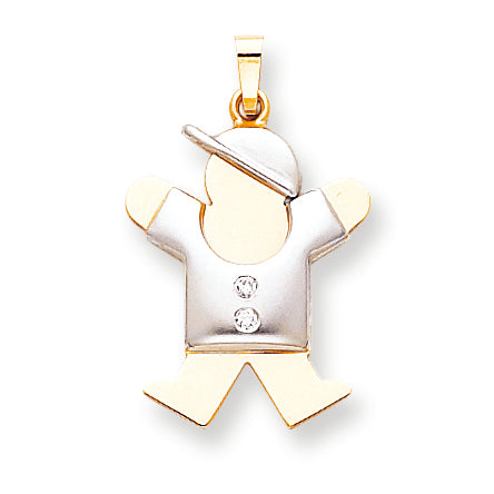 14k Two tone AA Diamond kid pendant
