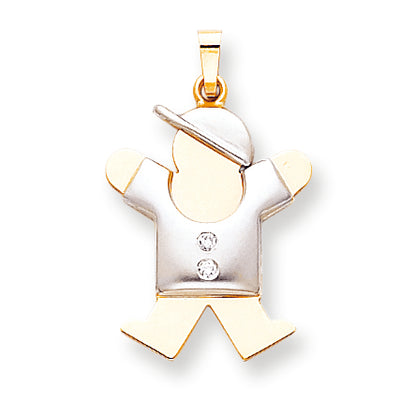 14k Two tone AA Diamond kid pendant