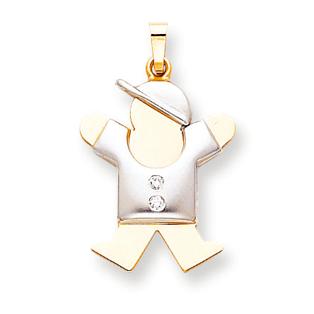 14k Two tone A Diamond kid pendant