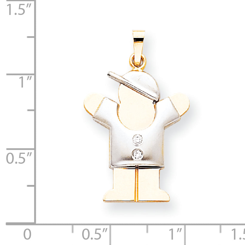 14k Two tone AAA Diamond kid pendant