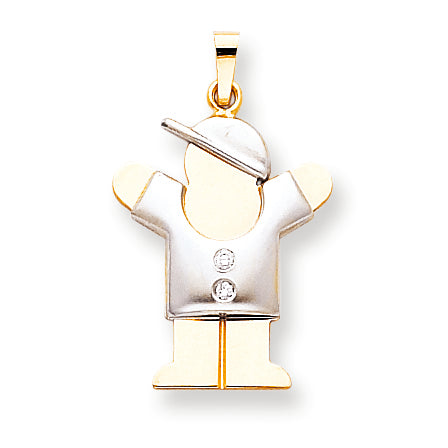 14k Two tone AAA Diamond kid pendant