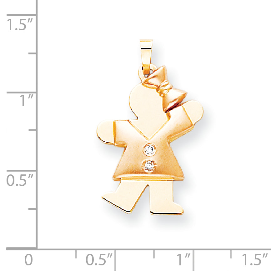 14k Two tone A Diamond kid pendant