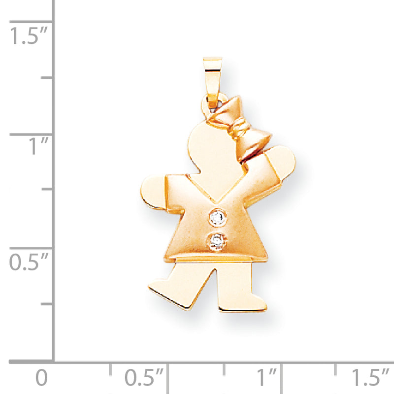 14k Two tone AA Diamond kid pendant