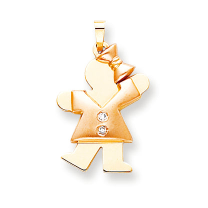 14k Two tone VS Diamond kid pendant