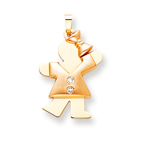 14k Two tone AA Diamond kid pendant