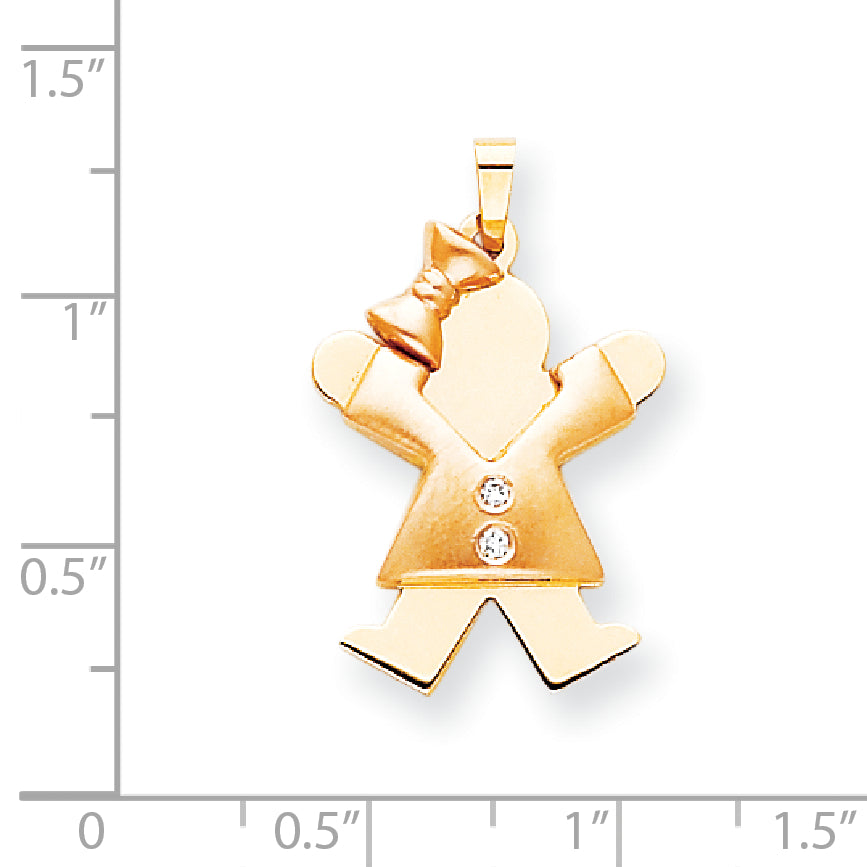 14k Two tone A Diamond kid pendant