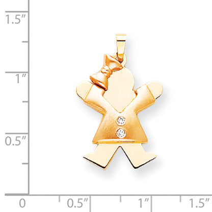 14k Two tone A Diamond kid pendant
