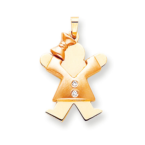14k Two tone AA Diamond kid pendant