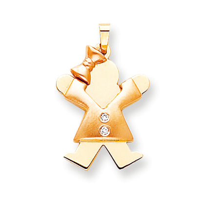 14k Two tone A Diamond kid pendant