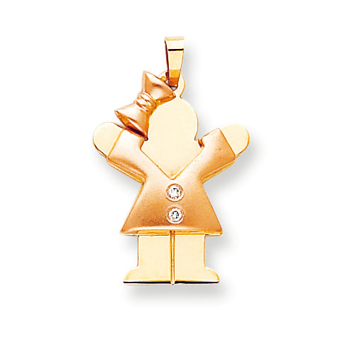 14k Two tone A Diamond kid pendant