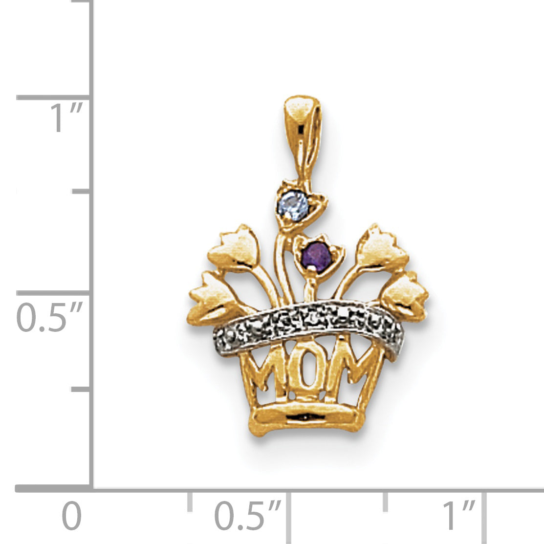 14k Genuine AA Diamond Mother's Pendant