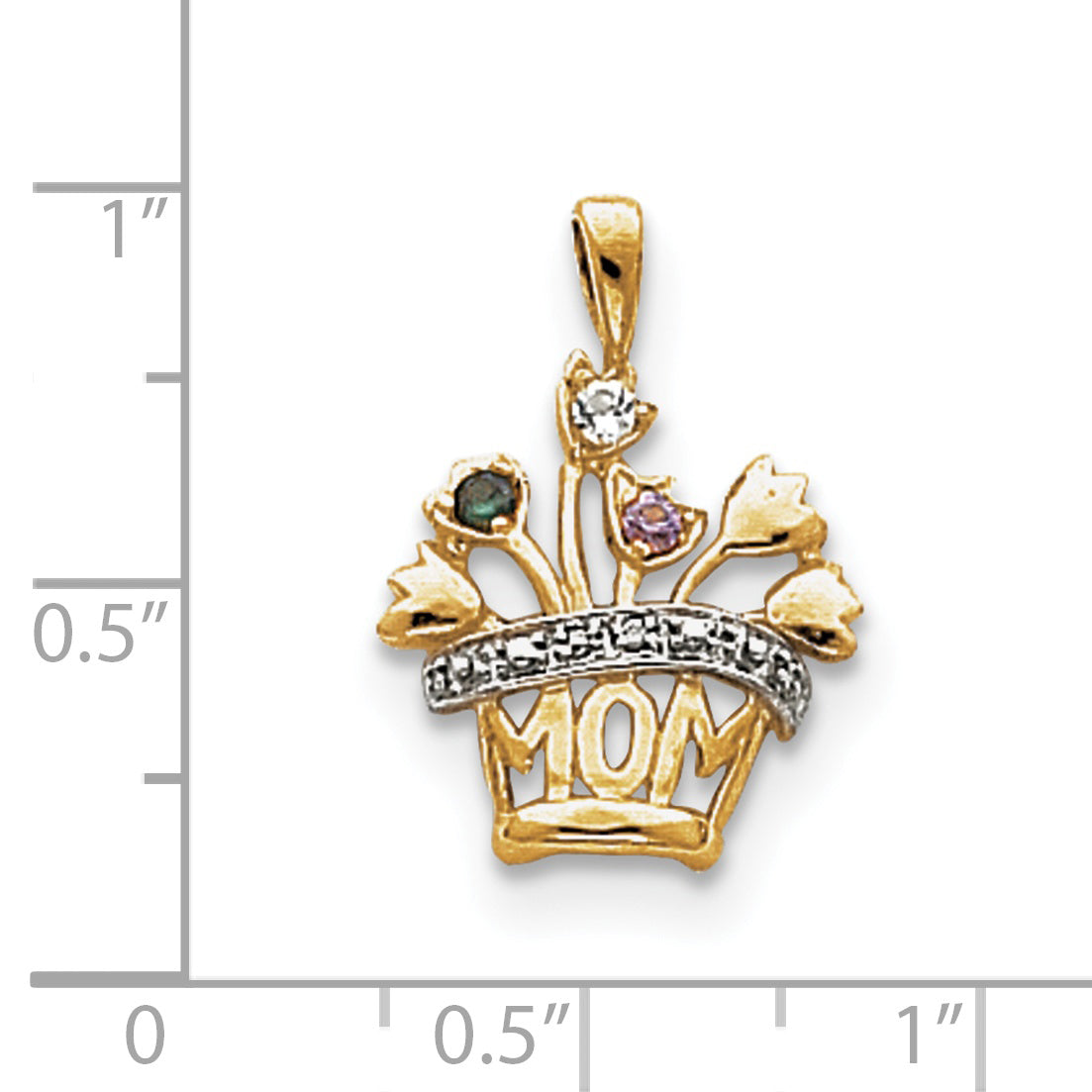 14k Genuine AA Diamond Mother's Pendant