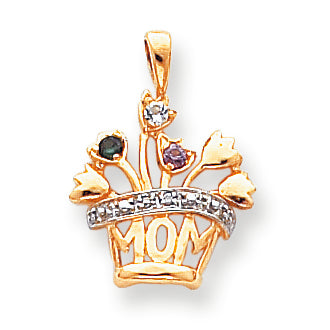14k Genuine AA Diamond Mother's Pendant