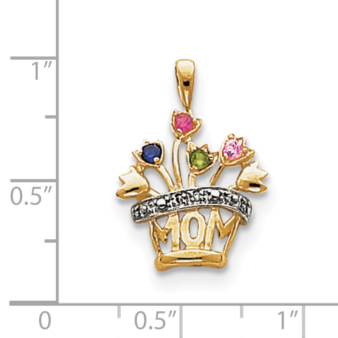 14k Genuine A Diamond Mother's Pendant