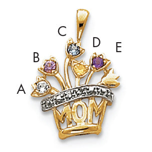 14k Genuine AA Diamond Mother's Pendant