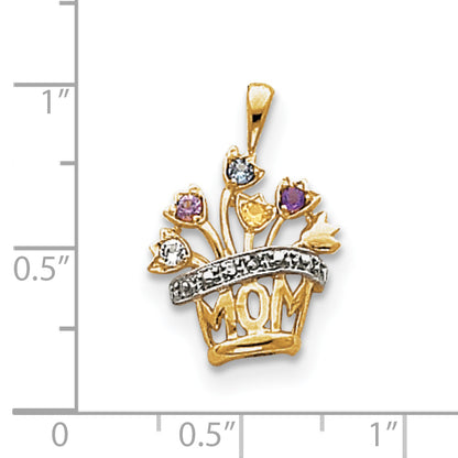 14k Genuine AA Diamond Mother's Pendant