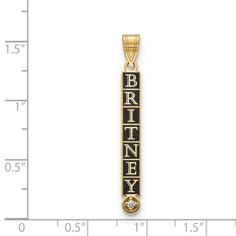 14ky Stacked Epoxied Name Charm with Diamond