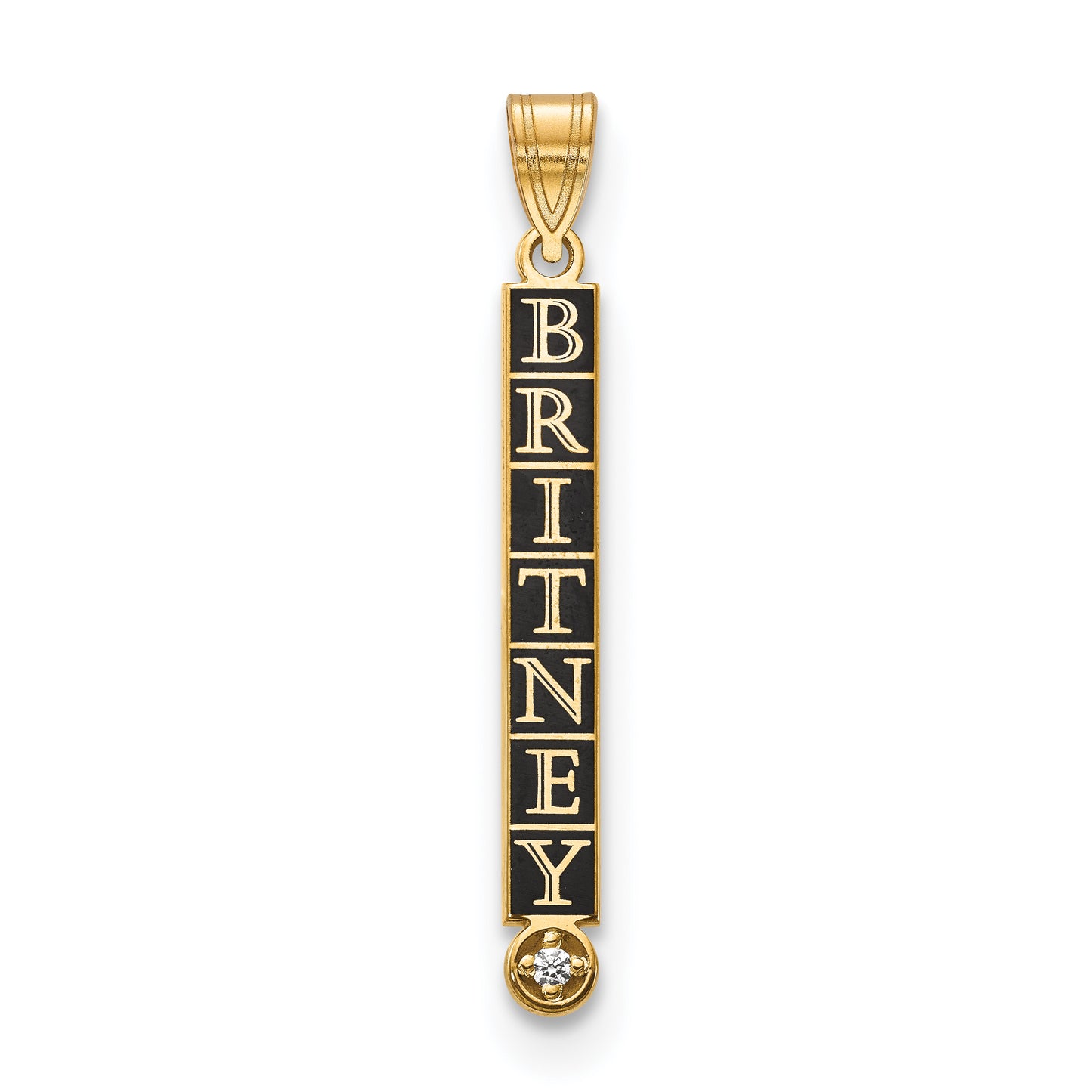 14ky Stacked Epoxied Name Charm with Diamond