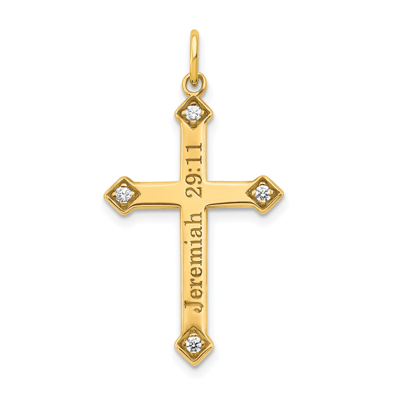 14ky Diamond Cross 14ky with Etching