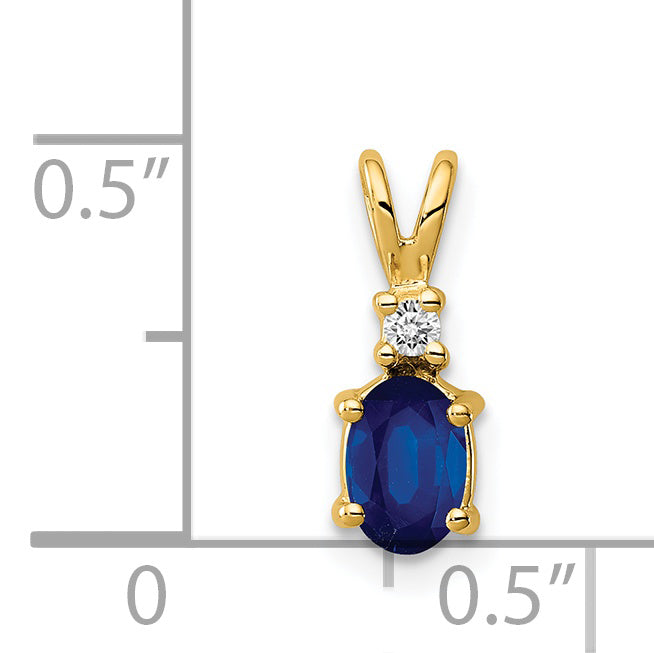 14k 6x4mm Oval Sapphire A Diamond pendant