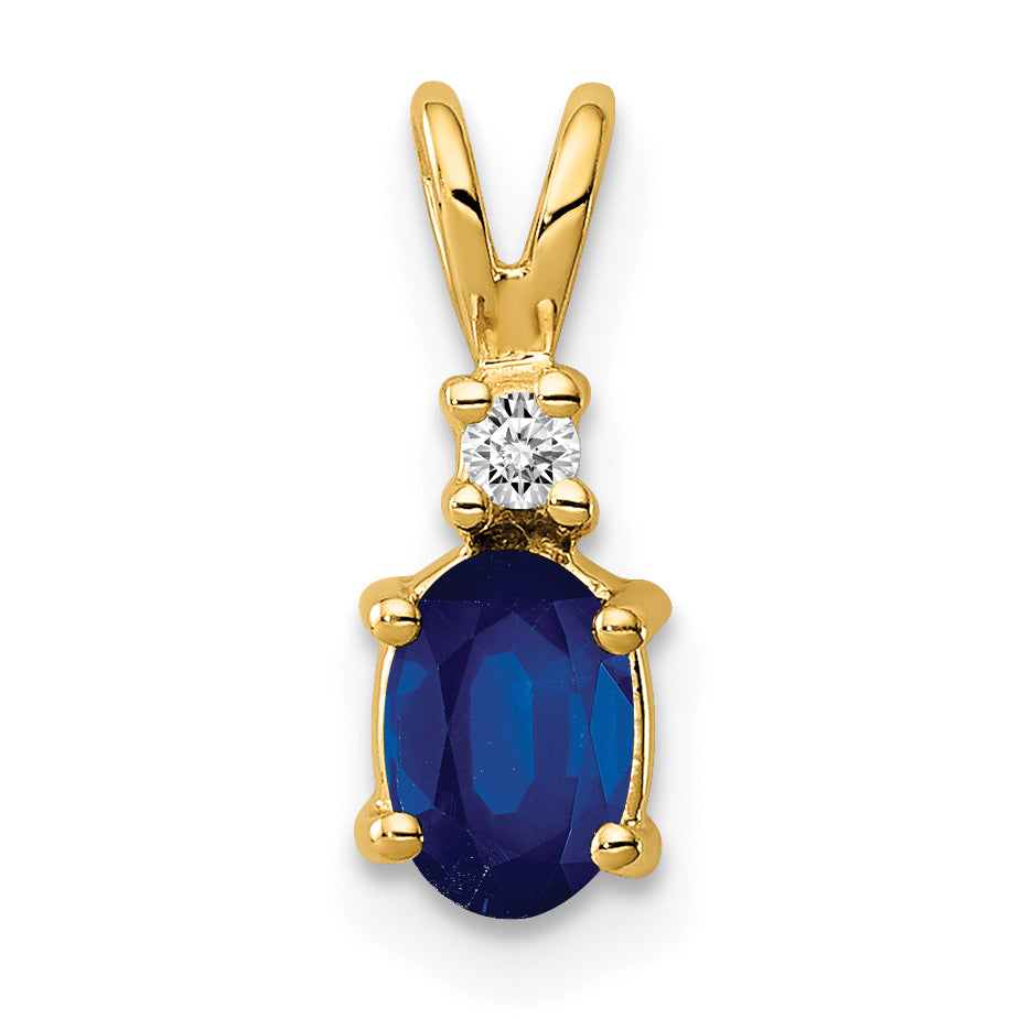 14k 6x4mm Oval Sapphire A Diamond pendant