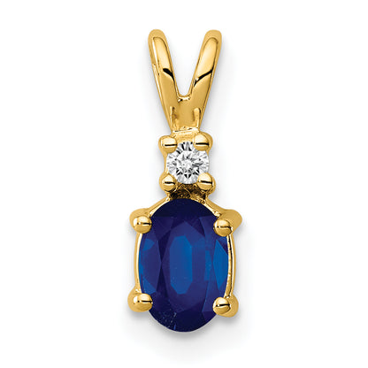 14k 6x4mm Oval Sapphire A Diamond pendant