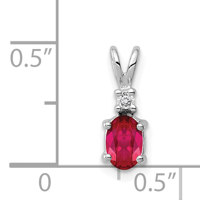 14k White Gold 6x4mm Oval Ruby A Diamond pendant